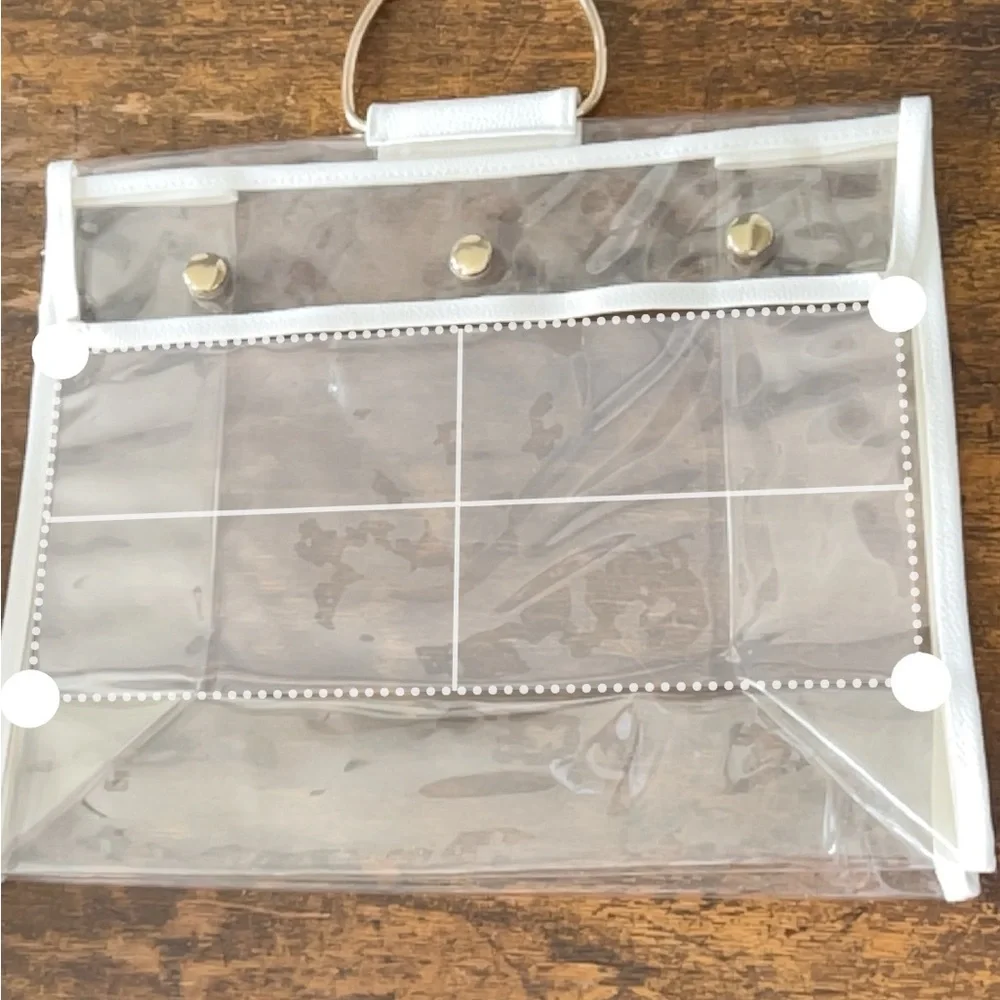 Transparent Bag organizer/Garment Bag with White Trim round gold handle 6pcs